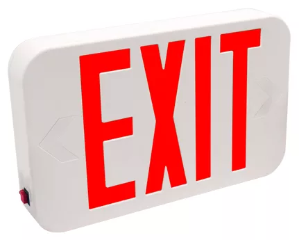 BEGHELLI PX-G-SA GREEN LED EXIT W/ BATTERY BACK-UP UNIVERSAL MOUNTING WHITE HOUSING