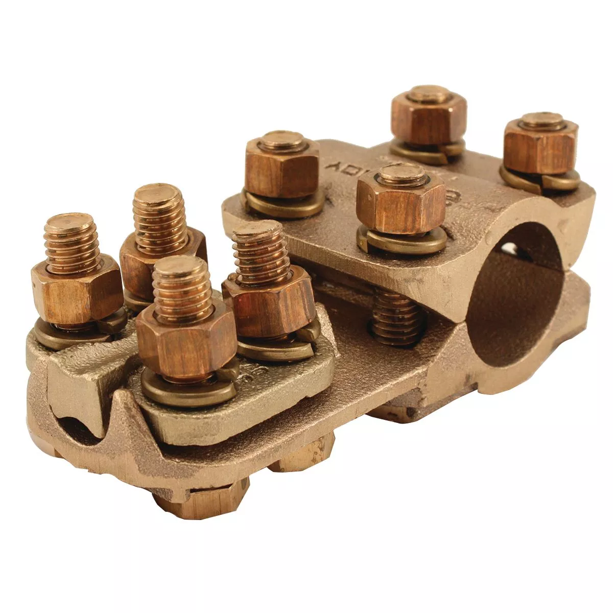 Burndy NHNT1729 - 6.76-Inch Substation Cast Copper Alloy T Connector - Bolted, Cu Tube to Cable - 1-1/2 IN IPS/EHPS (Run), 6 AWG-250 KCMIL (Tap), 1/2 IN-13 Bolt, 230 kV