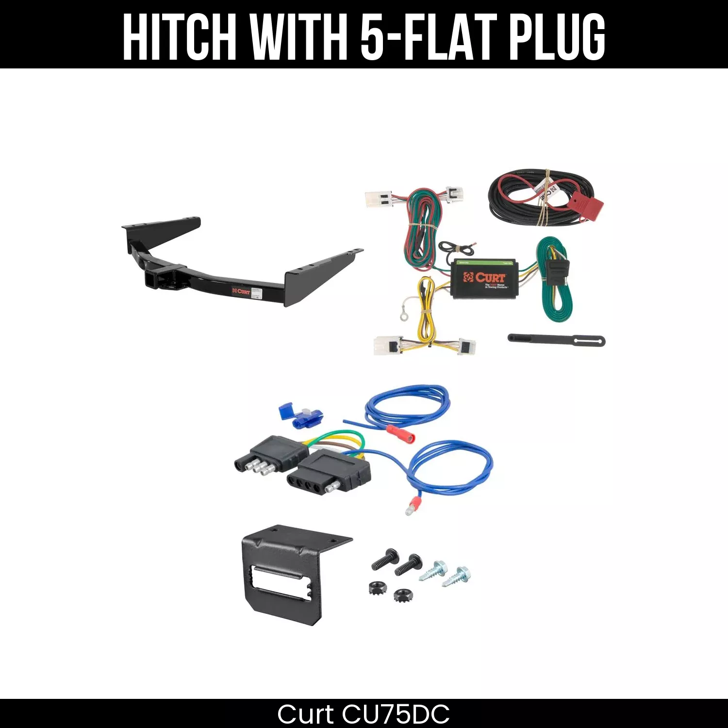 Curt Trailer Hitch + 5 Way Wiring For 12-21 Nissan NV1500 NV2500 NV3500 13109 Class 3 CU75DC