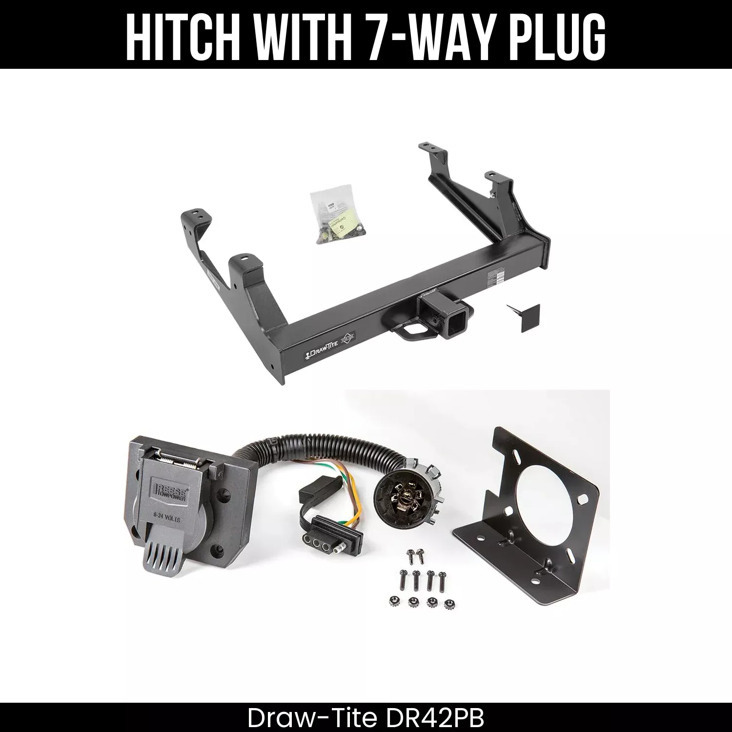 Draw-Tite Trailer Hitch + 7 Way Wiring For 15-19 Chevrolet Silverado GMC Sierra 2500 HD 3500 HD 6-1/2 Foot Bed DR42PB