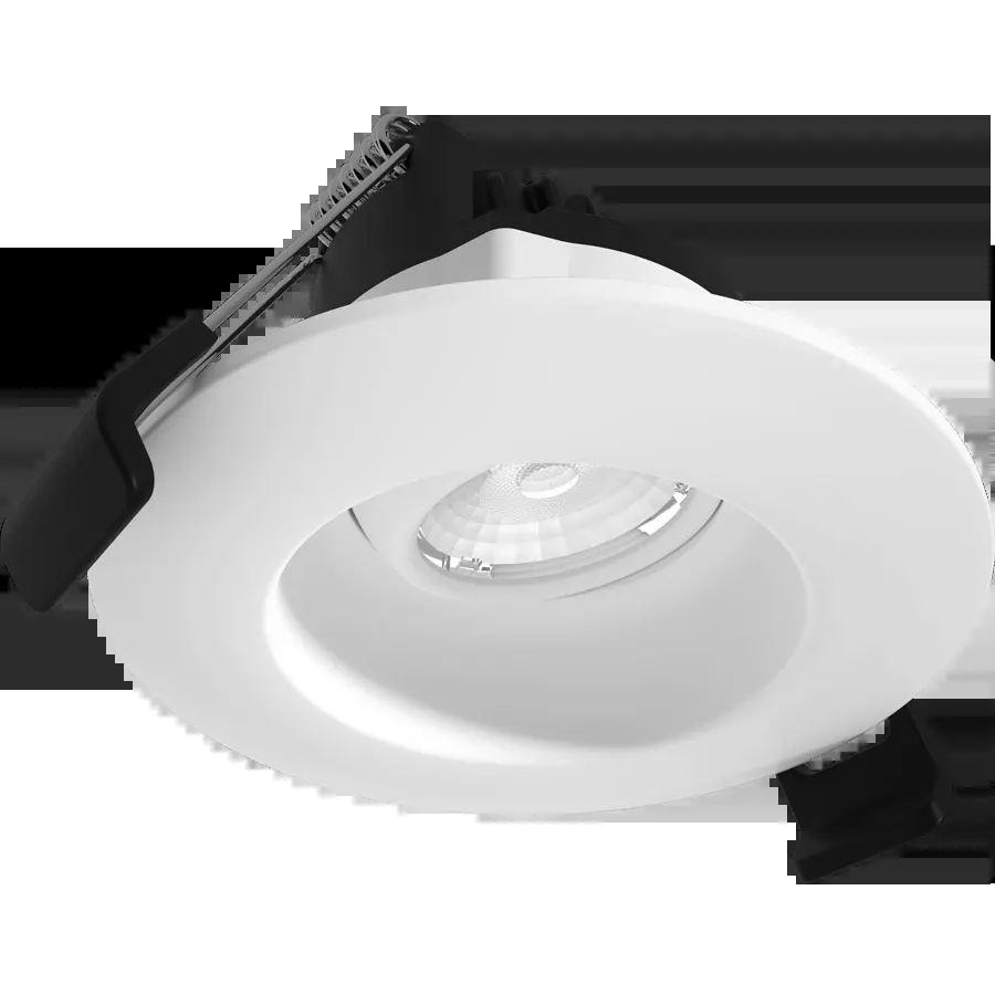 Rab Lighting GR2 - 2-Inch Round 6W LED Round Gimbal Recessed Downlight 5CCT Selectable - 400 Lumens 38&deg Beam Angle 90 CRI - White Finish Smooth Trim