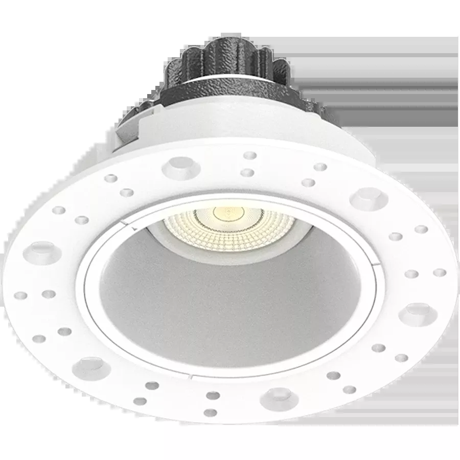 Rab Lighting GR2TL - 2-Inch Round 9W LED Trimless Gimbal Downlight 5CCT Selectable - 450 Lumens 38&deg Beam Angle 90 CRI 120V - White Finish with Smooth Trim
