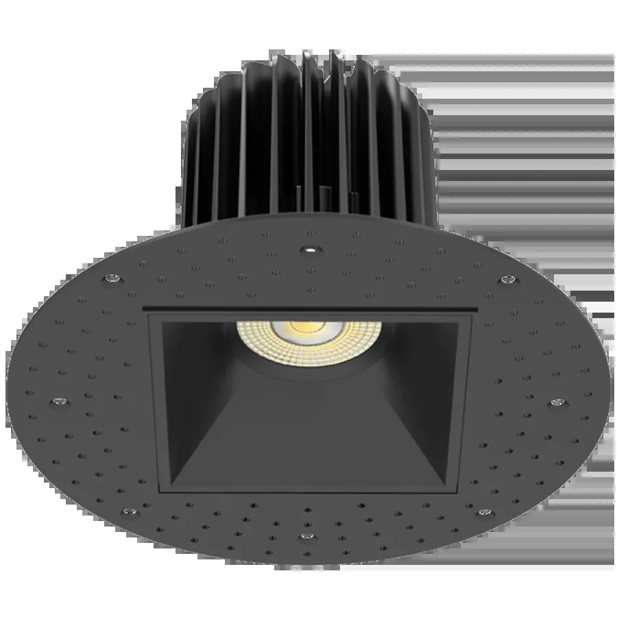 Rab Lighting R4STLB - 4-Inch Square 20W LED Trimless Recessed Downlight 5CCT Selectable 1,900 Lumens 38° Beam Angle 90 CRI 120V - Black Finish with Smooth Trim